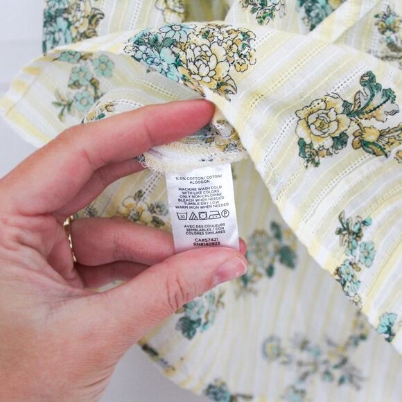 Loft Tie Neck Floral and Striped Peasant Blouse - Medium, Yellow Stripe - Picture 8 of 8